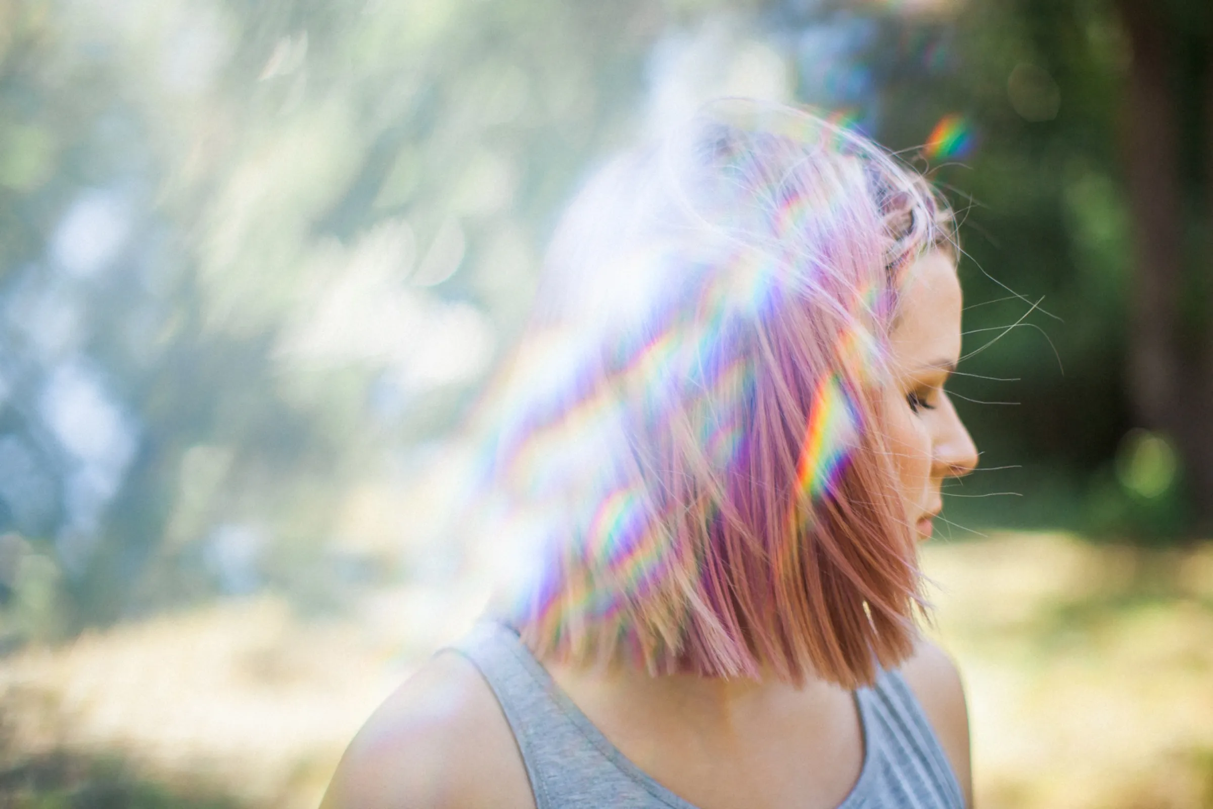 Michelle Stowe pink hair prism light makeup artist
