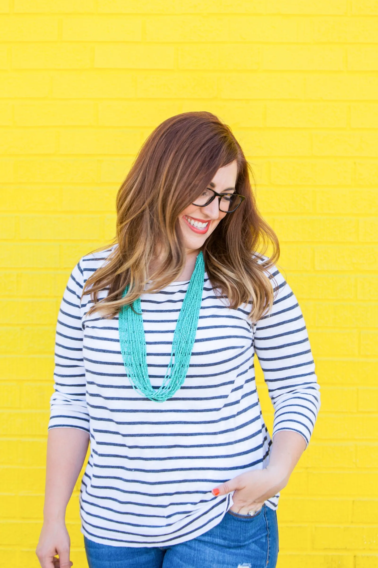 Lee Ann Woolbright of Green House Creative headshots at Melt Ice Cream in downtown Fort Worth Texas yellow wall