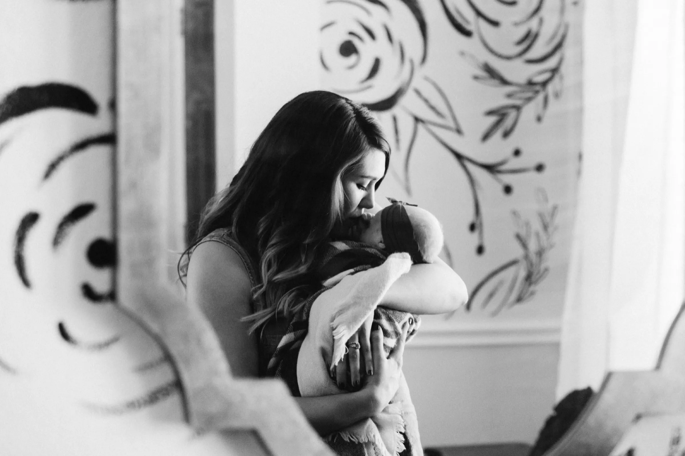 Downer Family Jordan and Jovie Downer newborn photography black and white